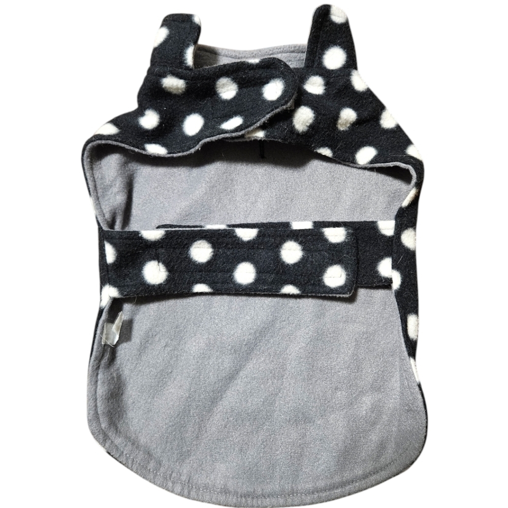 Fleece Black & White Polka Dot Dog Vest XS-S Retro Y2K - Picture 2 of 6